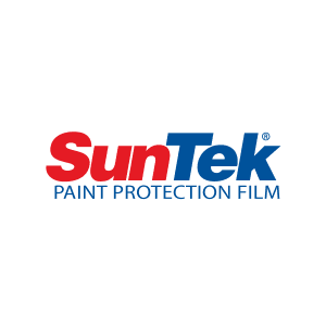 A black background with red and blue letters.